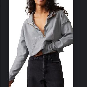 Free People We the Free Kitty Half-Zip
Cotton Pullover FROSTED EARTH, NWT XL